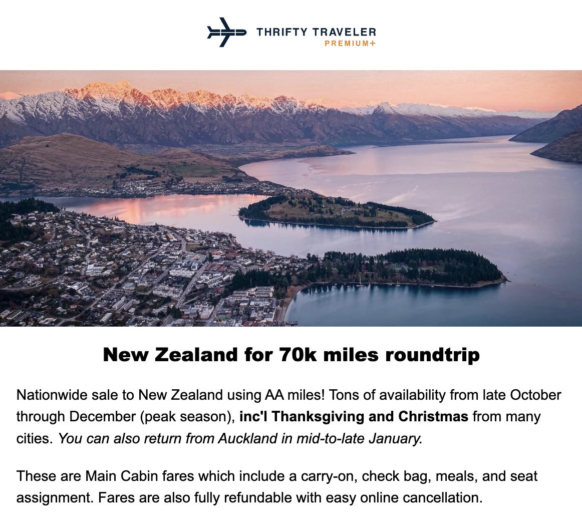 New Zealand AA miles deal