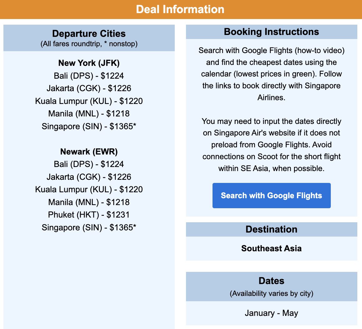 Southeast Asia Premium Economy