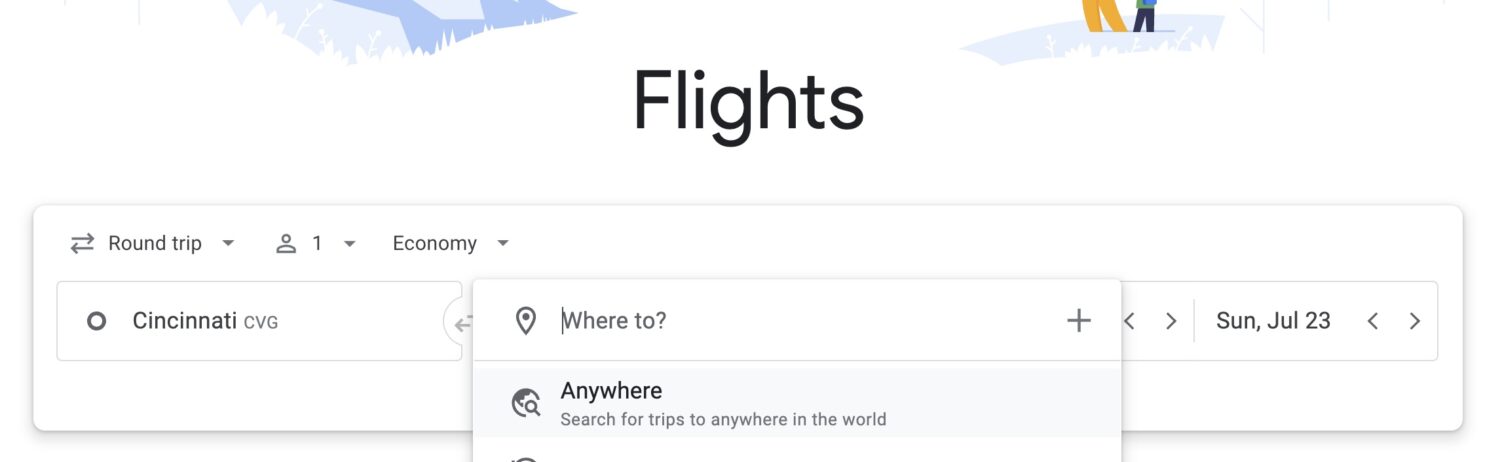 Google Flights nonstop flight search