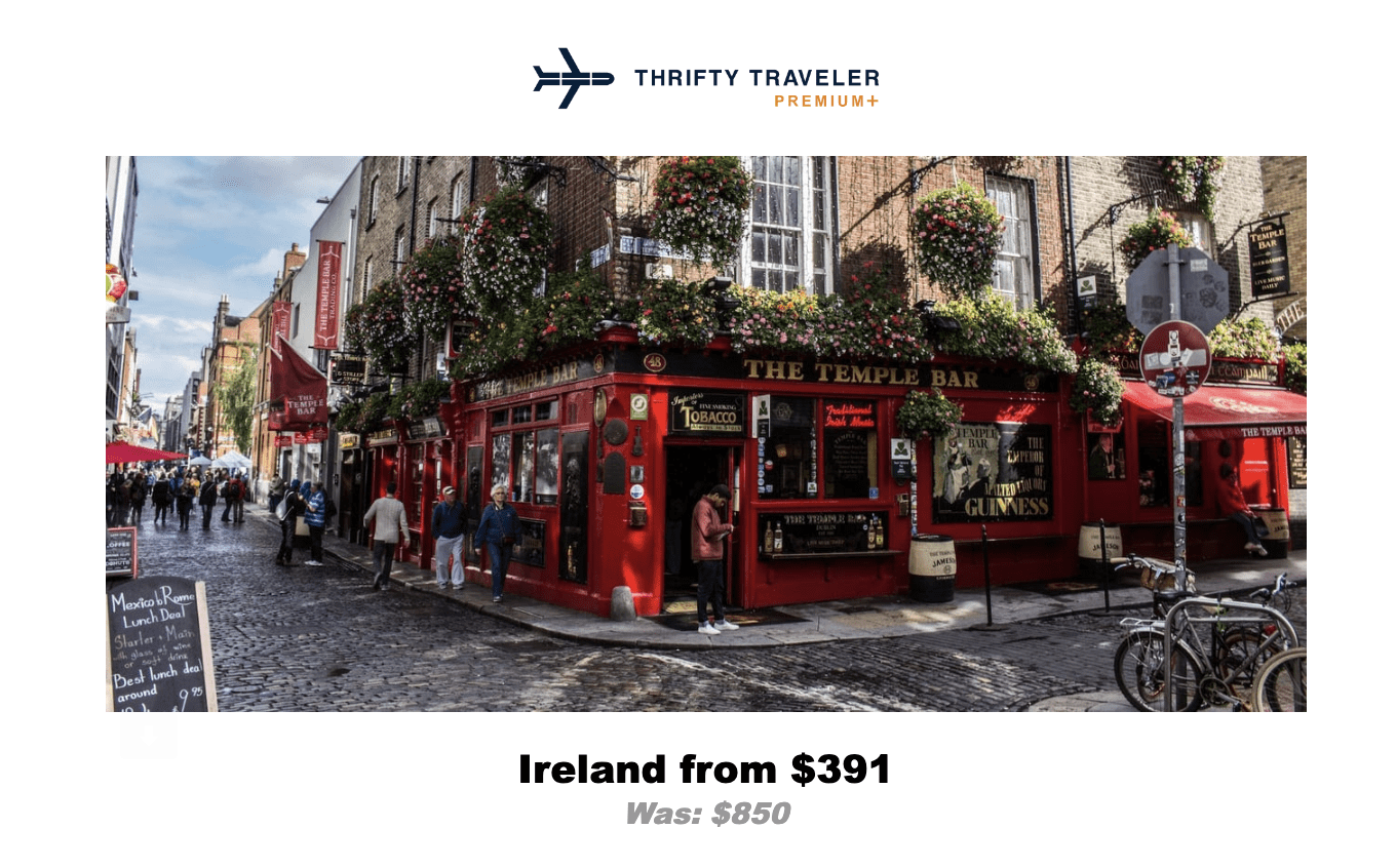 Thrifty Traveler Premium flight deal to Dublin