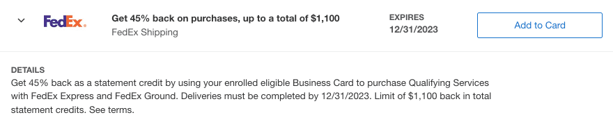 fedex shipping amex offer