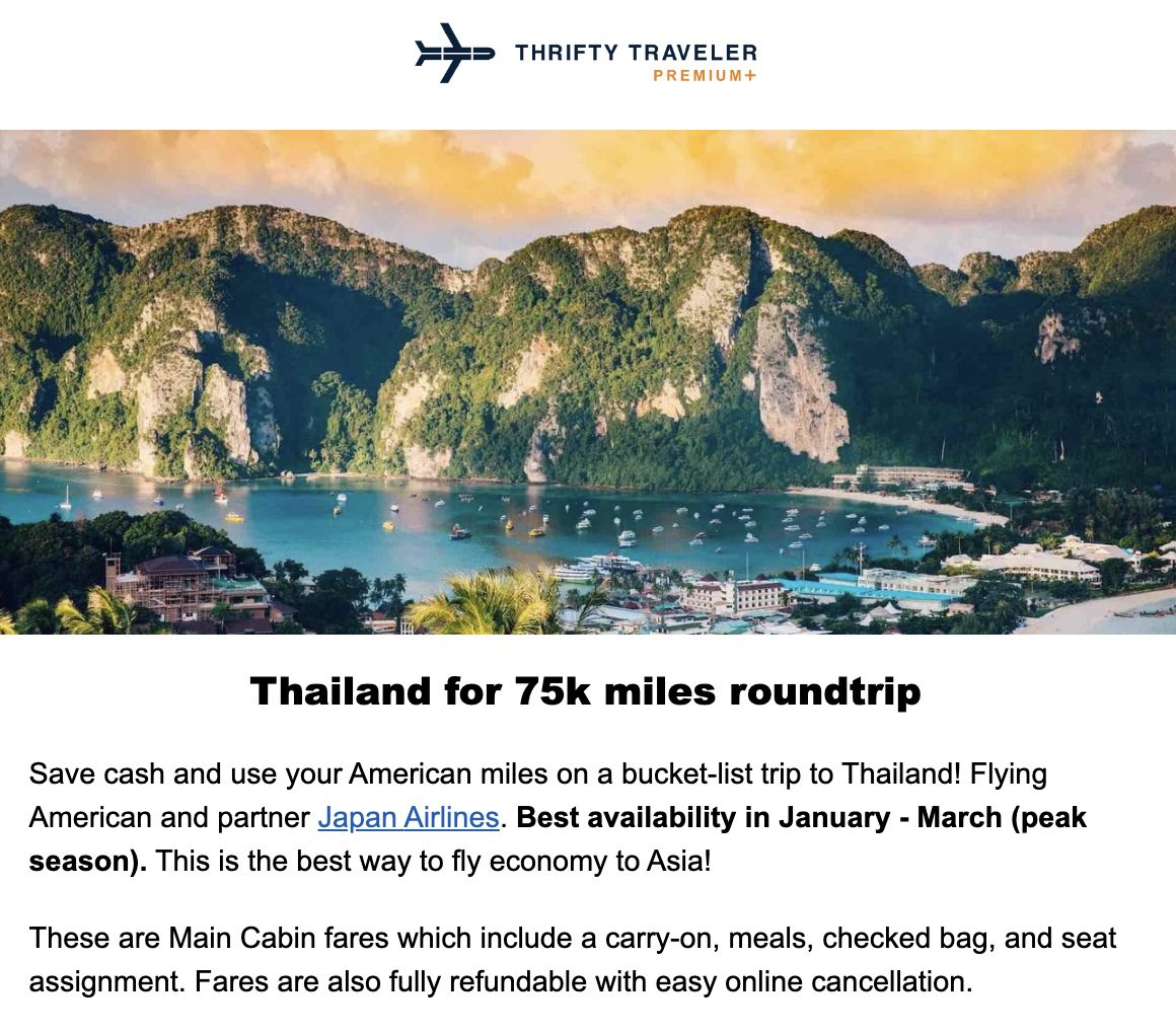 Thailand AA miles deal