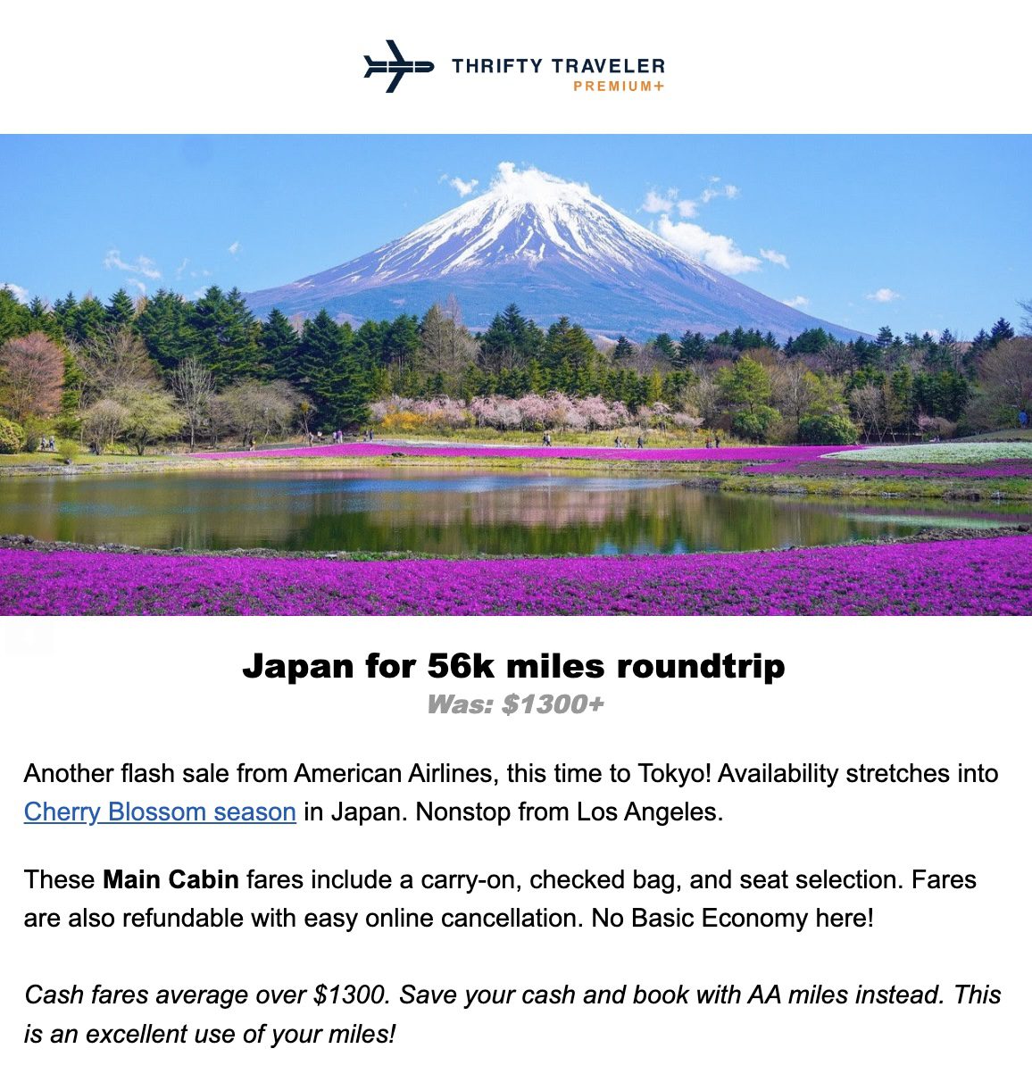 Japan AA miles flight deal