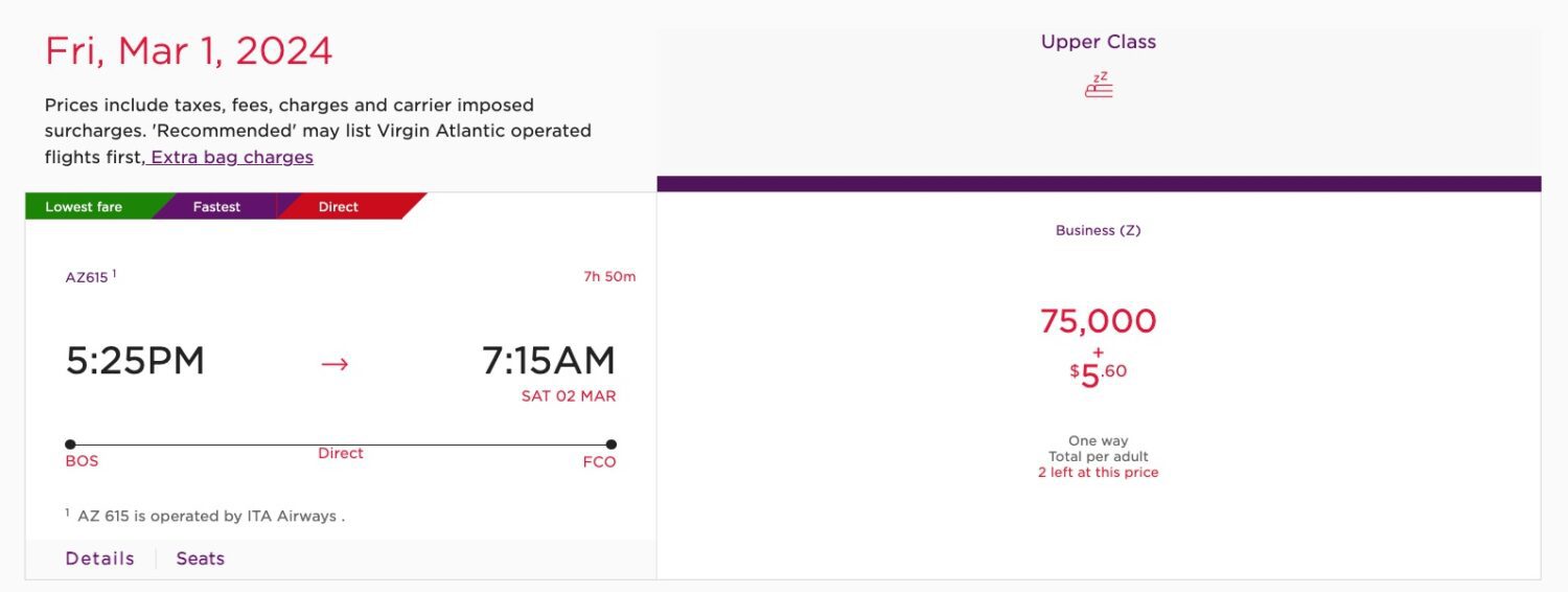 boston to rome ita airways