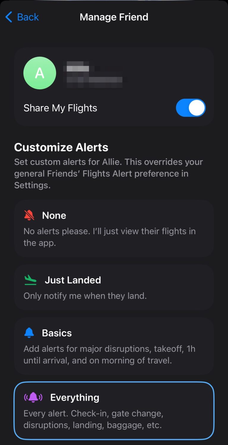 flighty manage friend