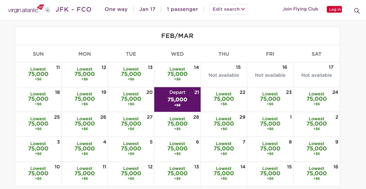 jfk to rome availability ita business class