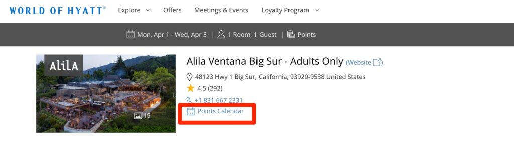 ventana big sur points calendar