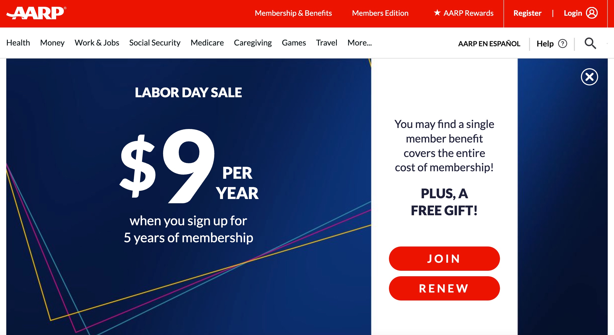 AARP Labor Day sale