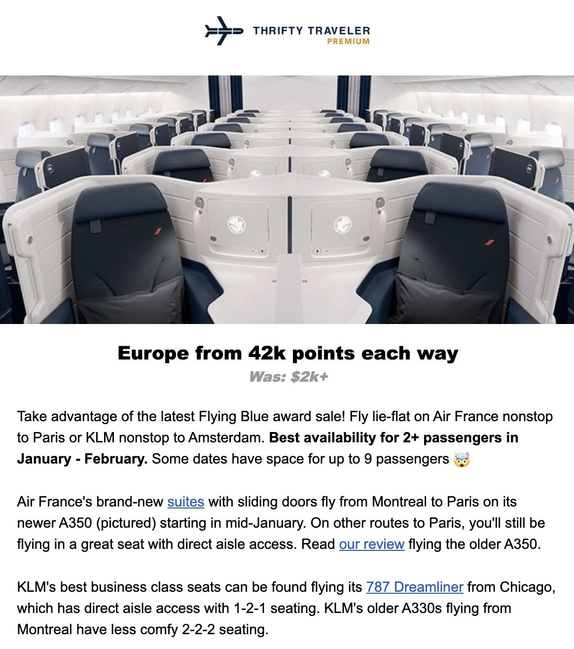 Air France KLM biz class