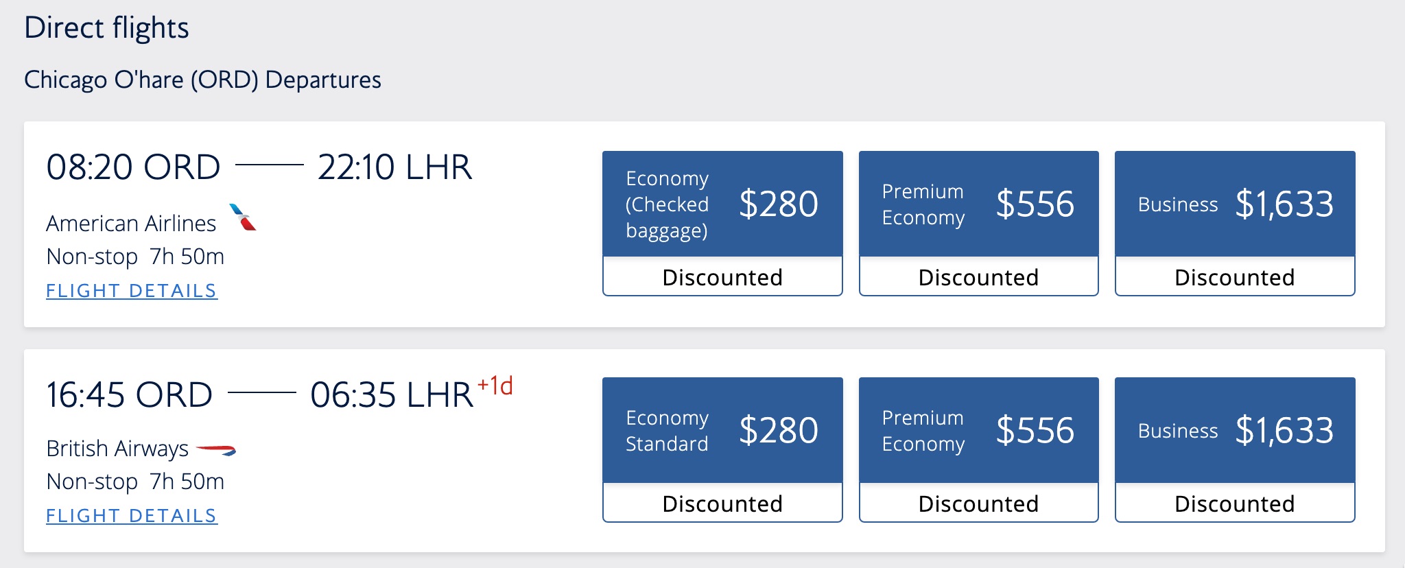 British Airways AARP discount flights
