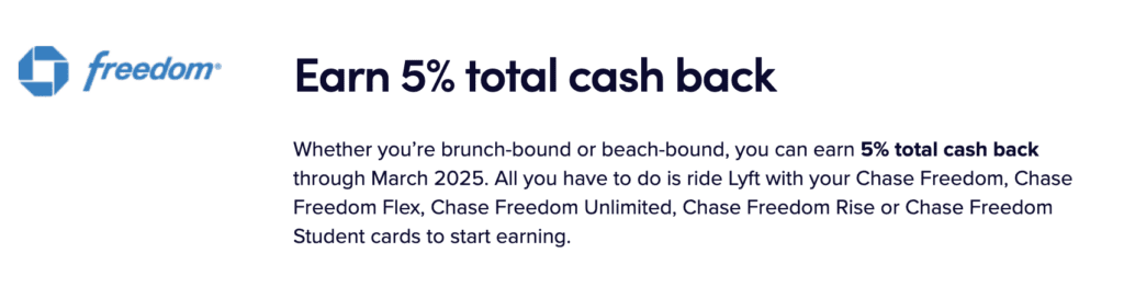 Chase Freedom Unlimited Lyft partnership