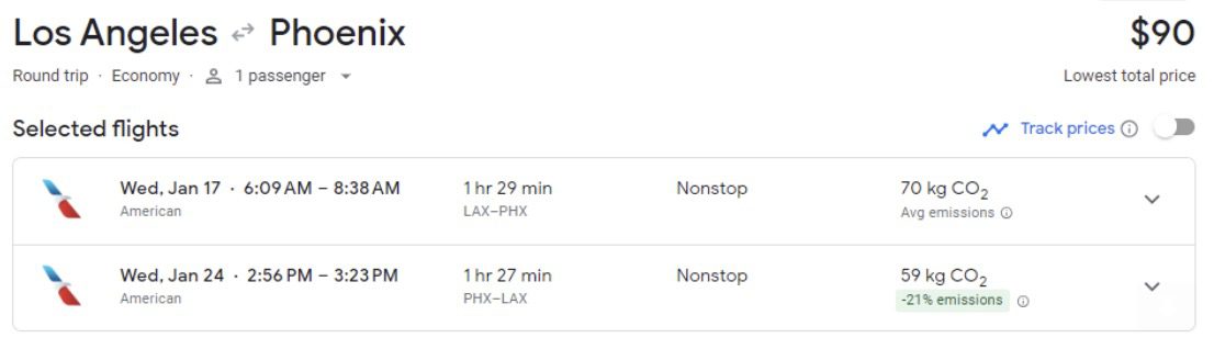 LAX to Phoenix flight deal
