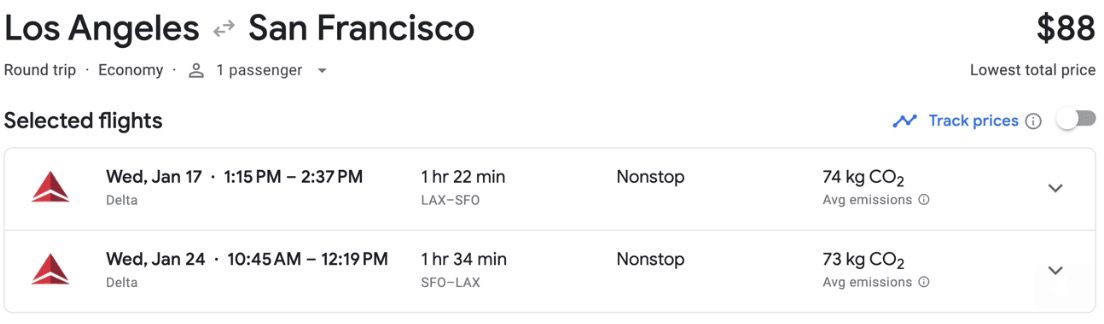 LAX to SFO flight deal