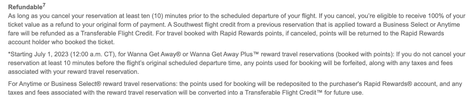 Southwest upgrades refundable ticket policy