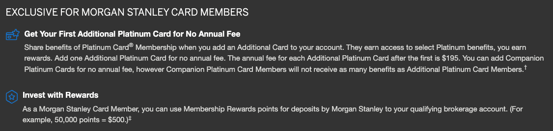 Morgan Stanley Amex Platinum Benefit Screenshot