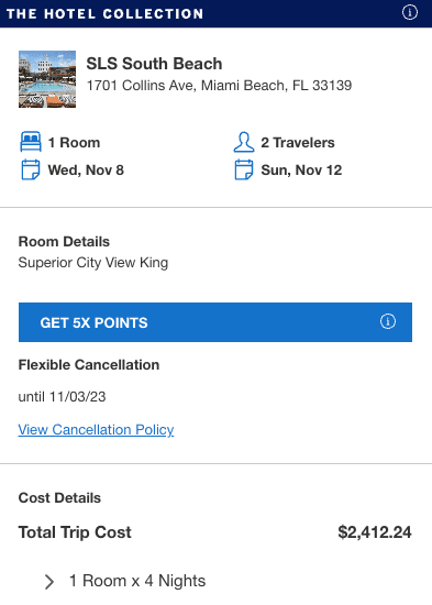 Amex The Hotel Collection Booking at SLS South Beach