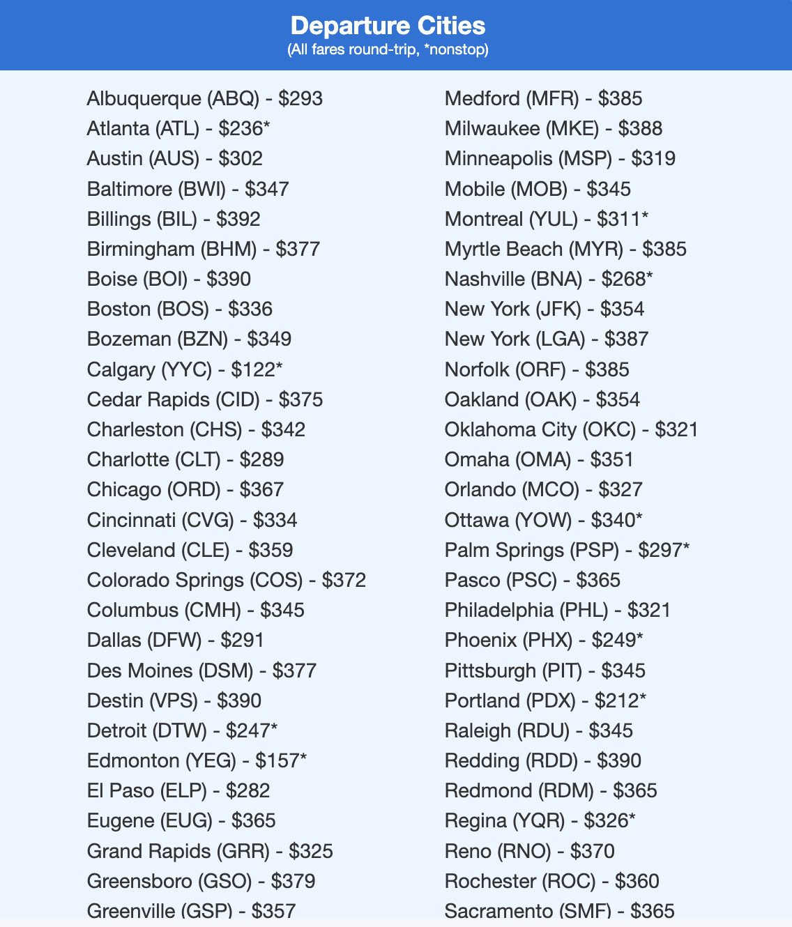 Vancouver flight deal