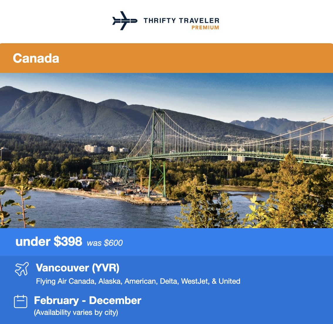 Vancouver flight deal