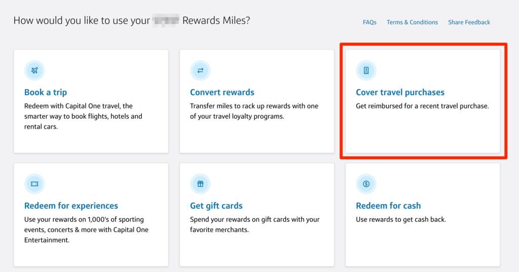 capital one redeem miles options