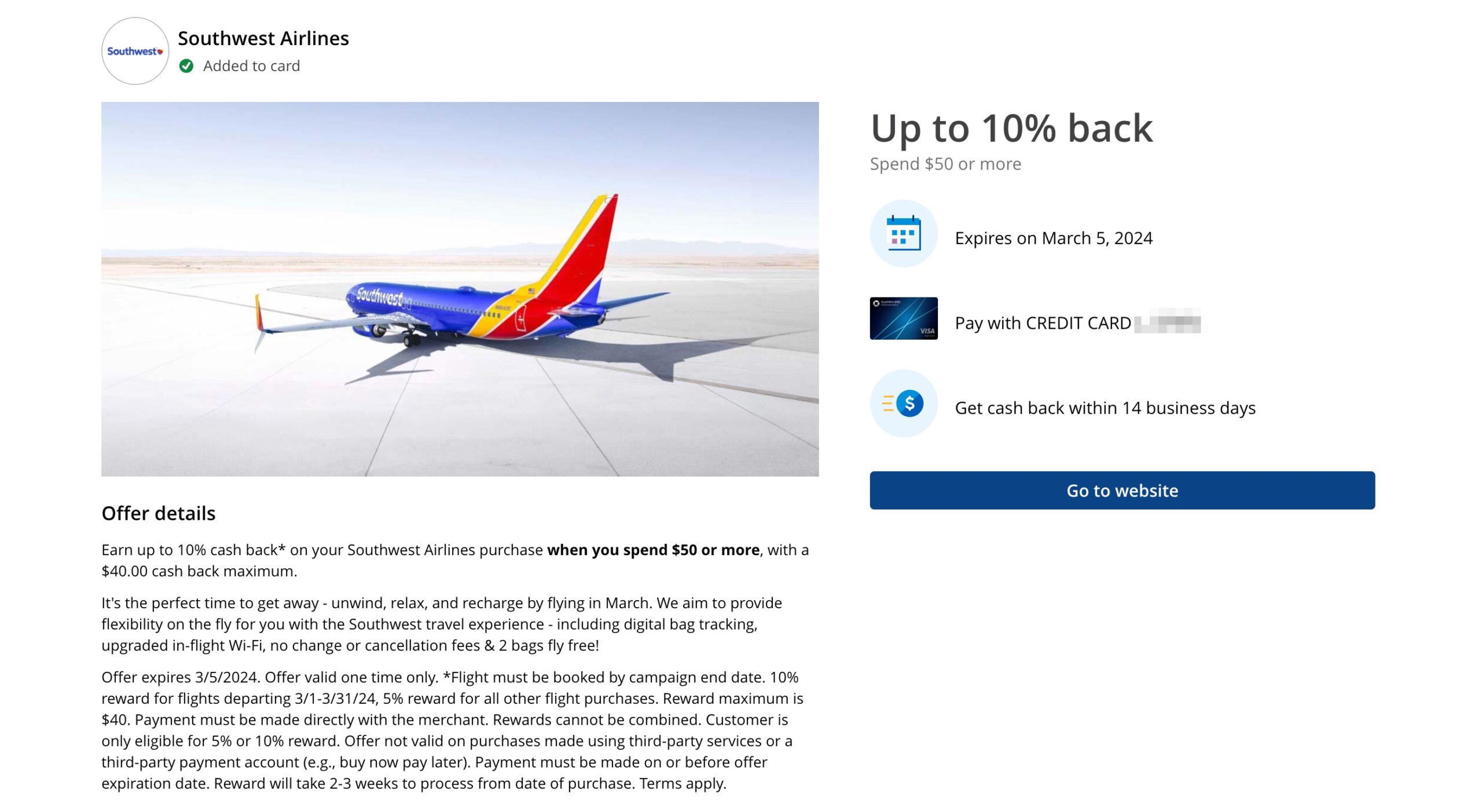 chase offer southwest