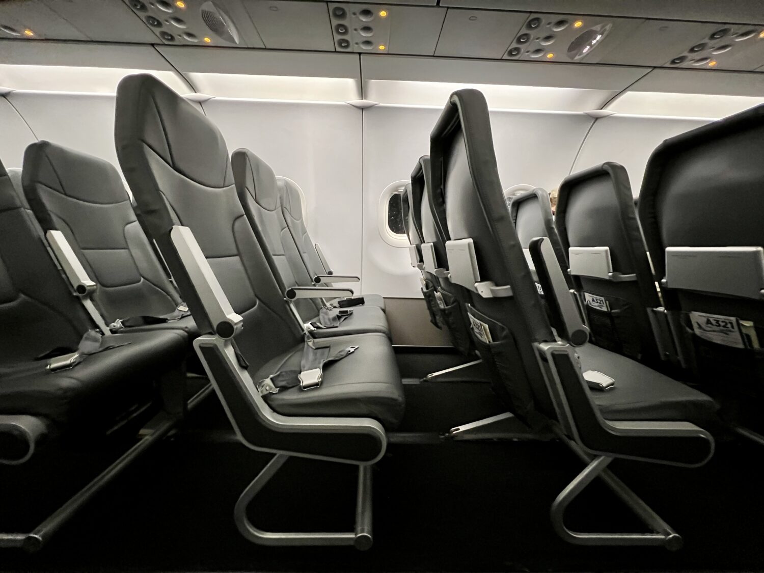 a profile view of frontier airplane seats
