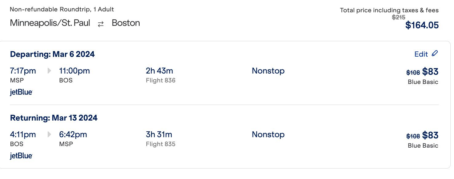 msp boston jetblue sale