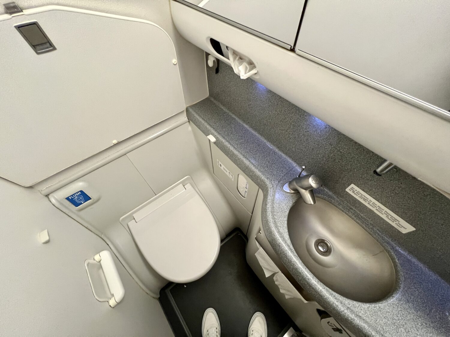 plane lavatory with a sink