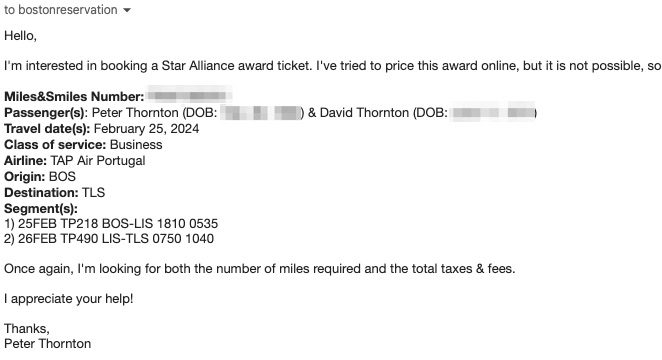 Turkish email reservations example