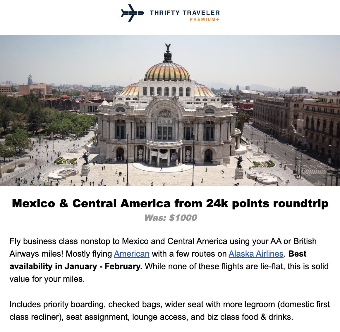 AA Miles business class