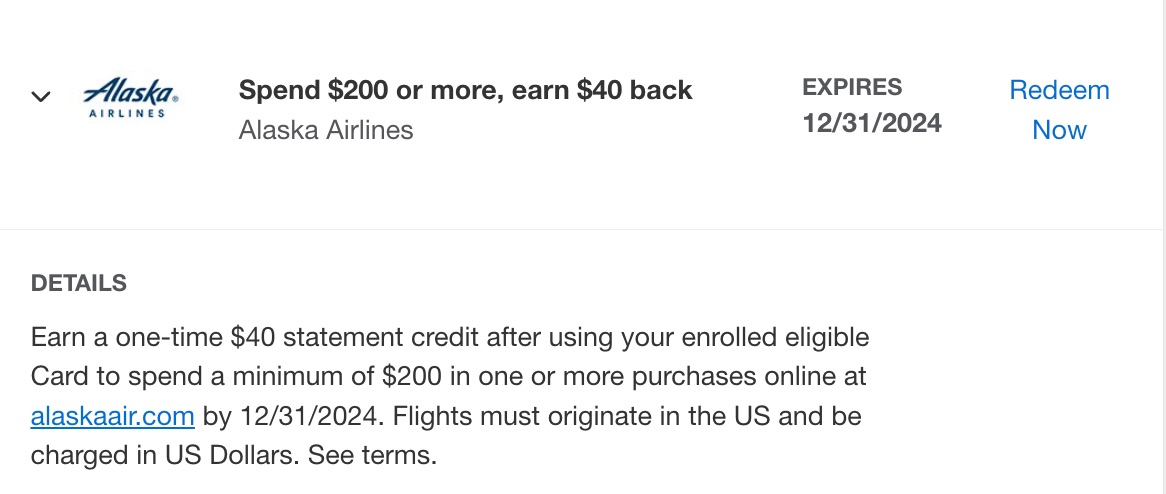Amex Offer - Alaska Airlines