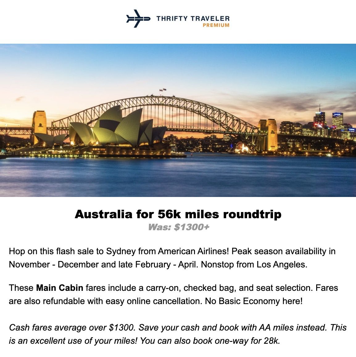 Australia flight deal