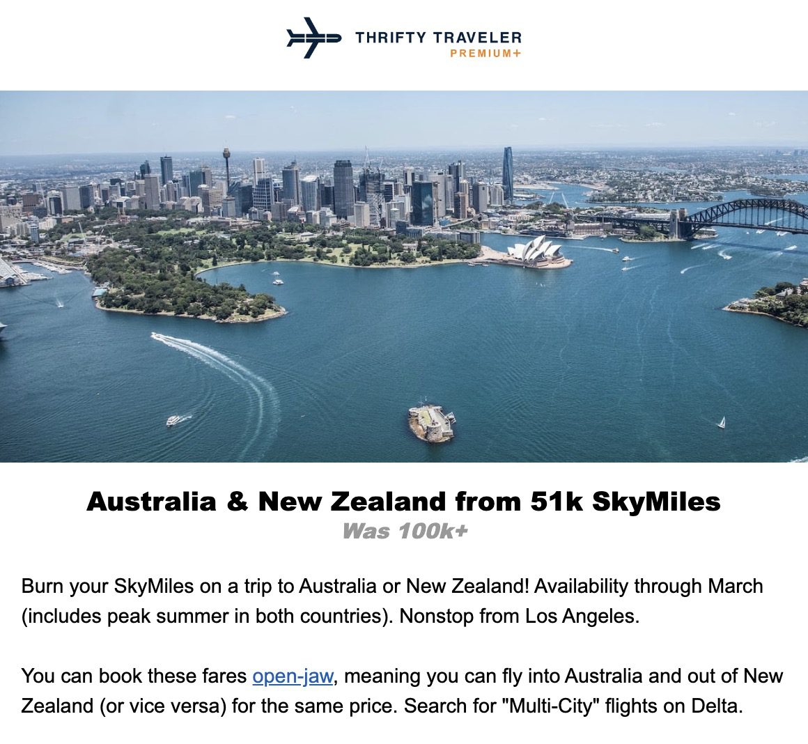 Australia New Zealand SkyMiles deal
