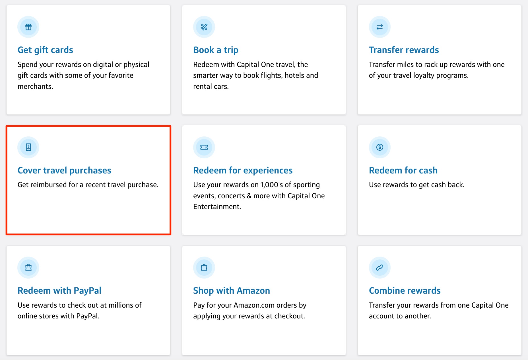 options for redeeming capital one miles