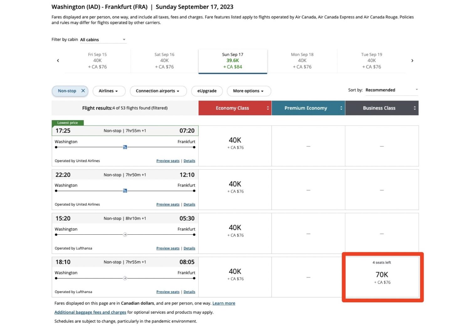 united polaris business class availability