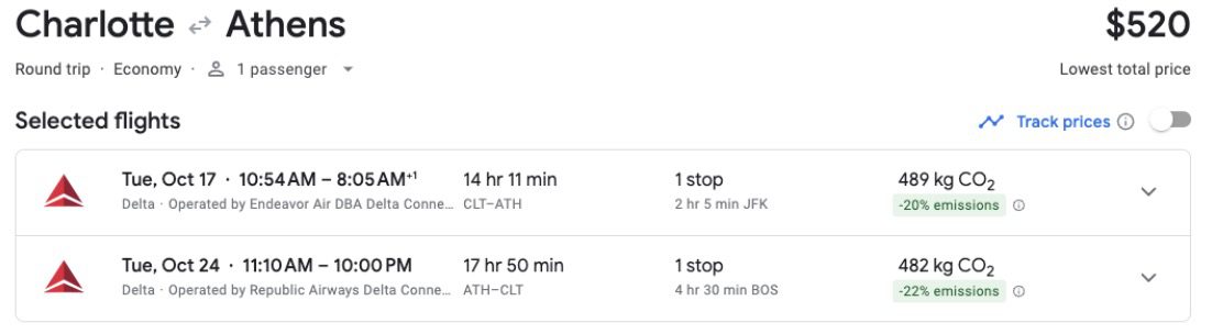 Athens greece airfare