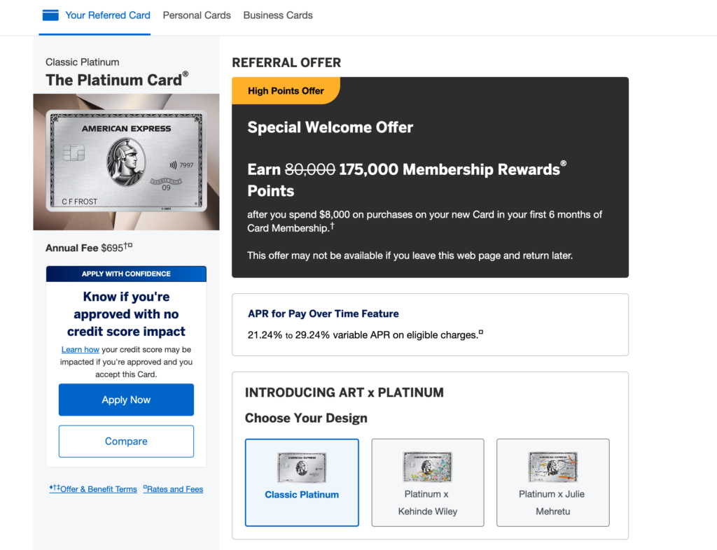 amex platinum 175k offer