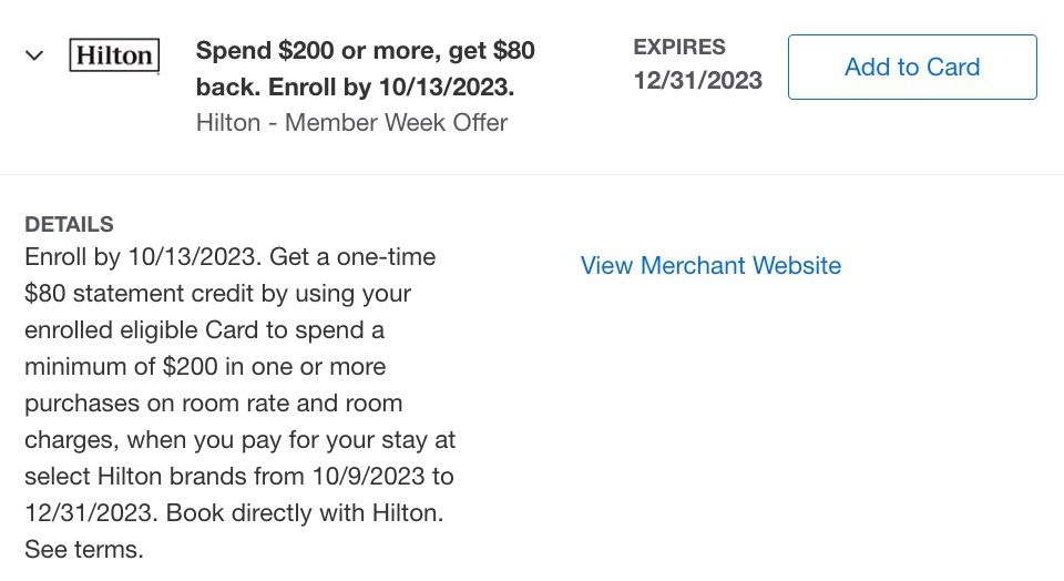hilton amex offer