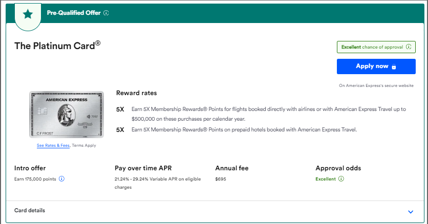 Amex 175k CardMatch Offer