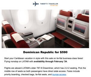 Miami to Punta Cana LATAM business class deal