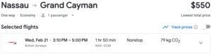 Nassau to Grand Cayman British Airways