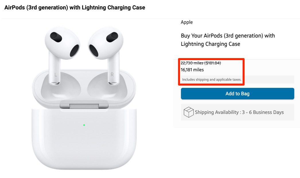 Apple AIrPod checkout screen on Capital One 