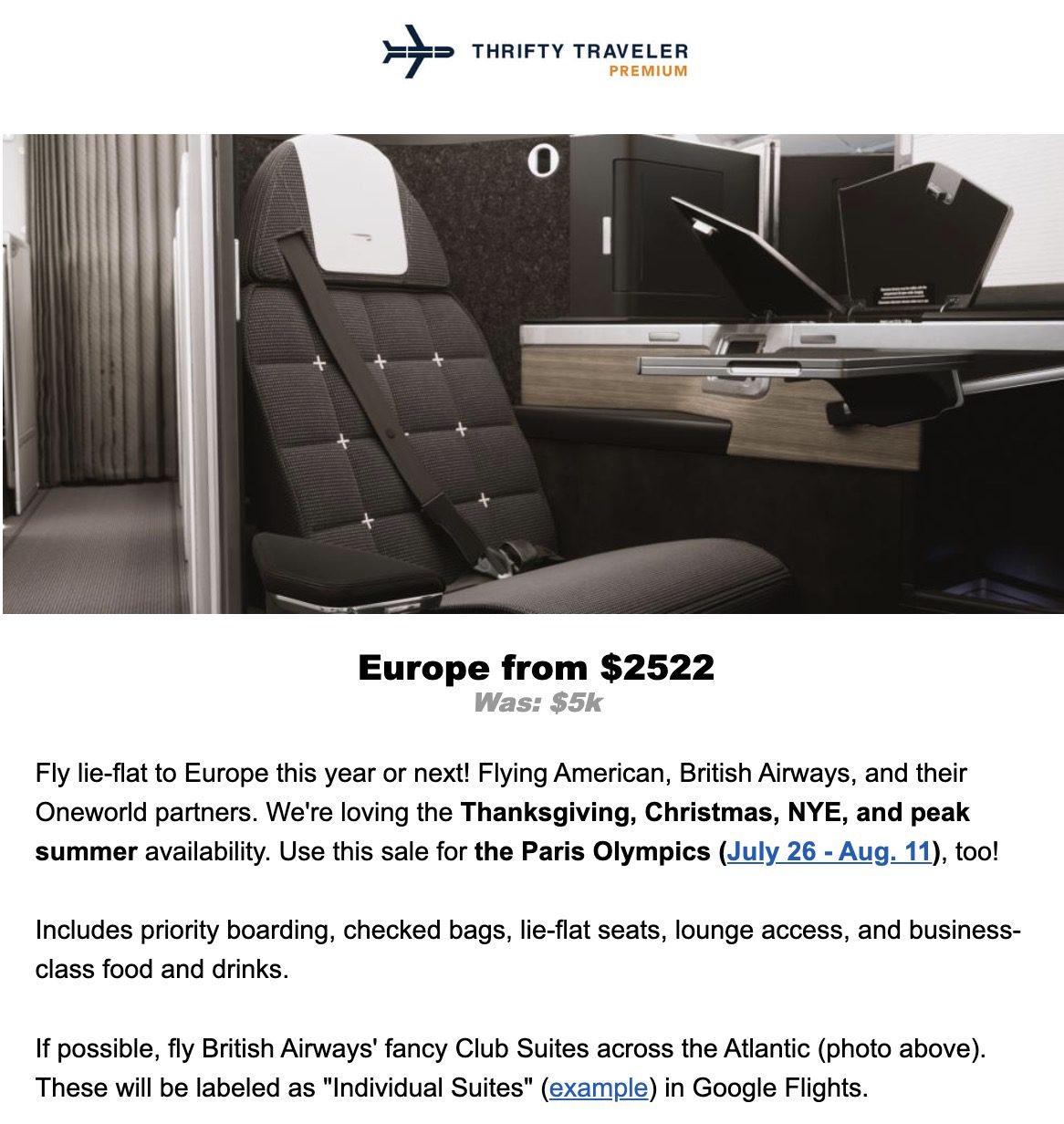 British Airways business class deal