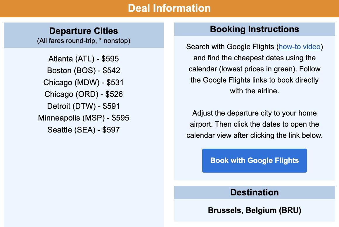 Brussels, Belgium flight deal information