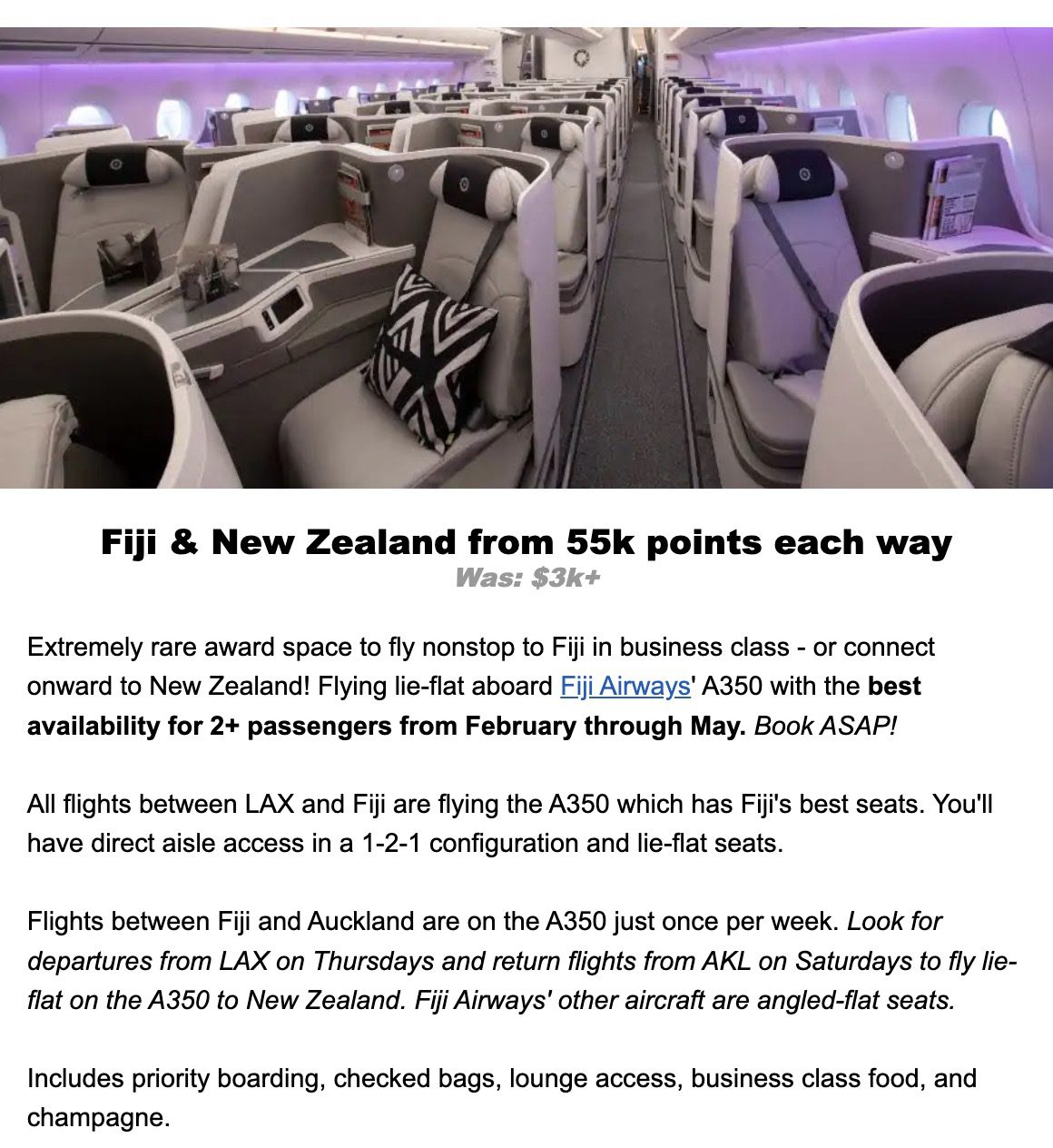 Fiji Airways business class
