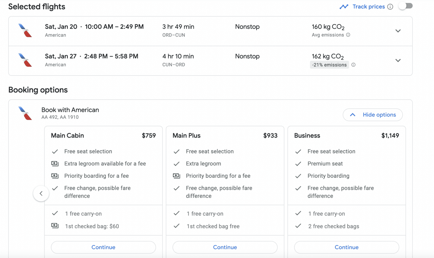 Flight search page with search bar, filters, and results.