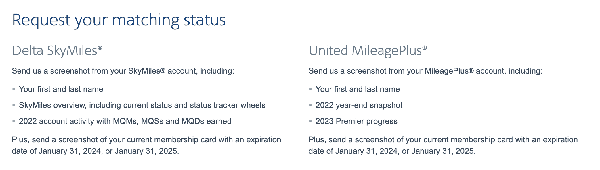 American Airlines status match offer details