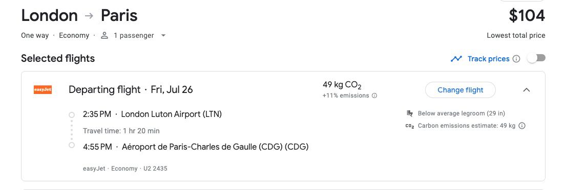 Londont to Paris flights opening ceremonies