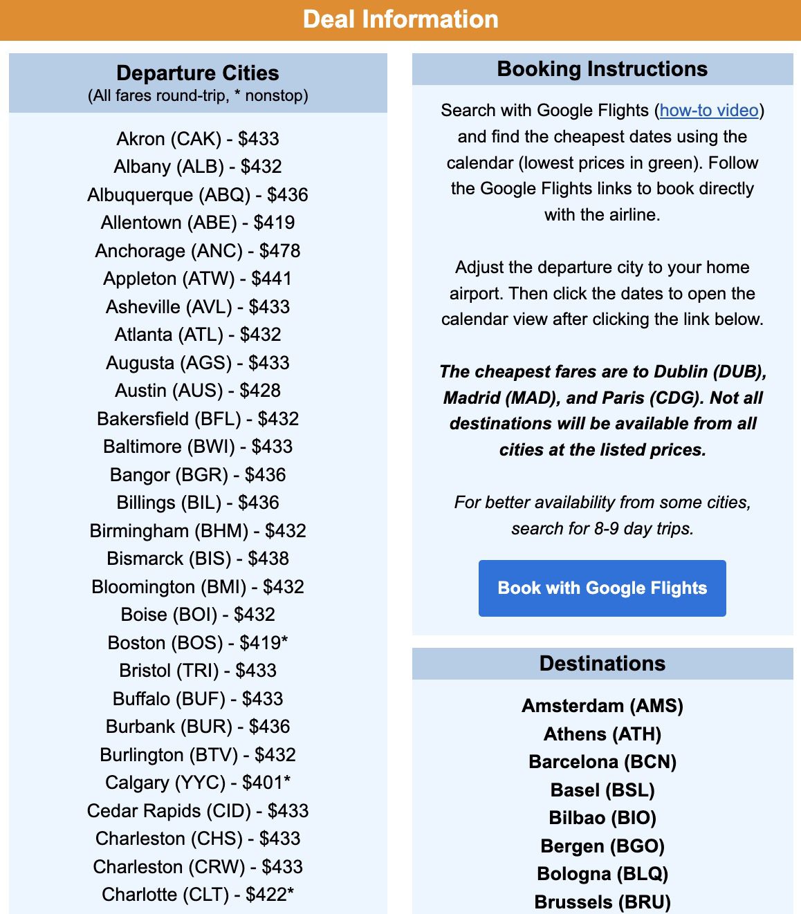 Europe nationwide deal