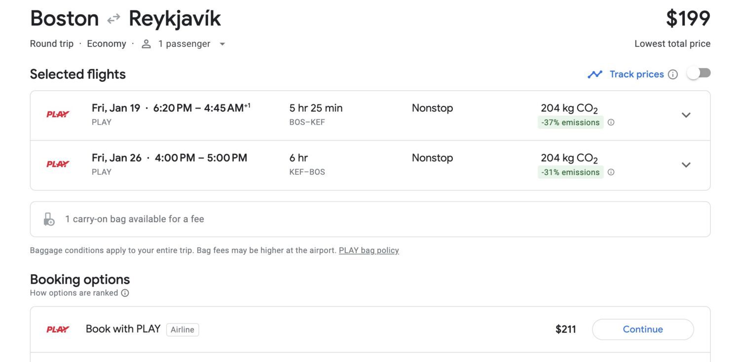 BOS-KEF PLAY Airlines Sale