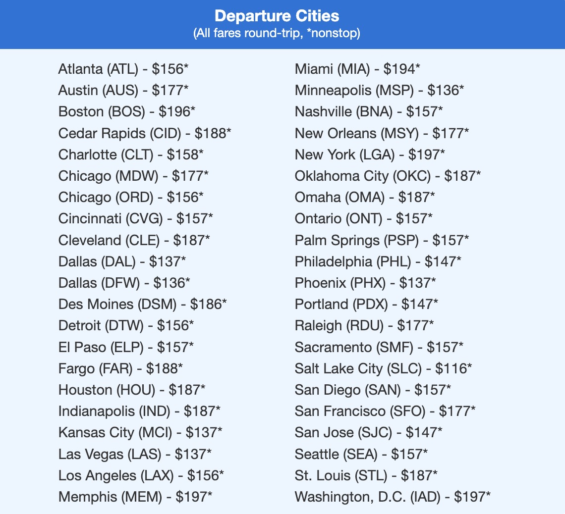 Denver flight deal with fares from all over the U.S. in the $100s roundtrip. 